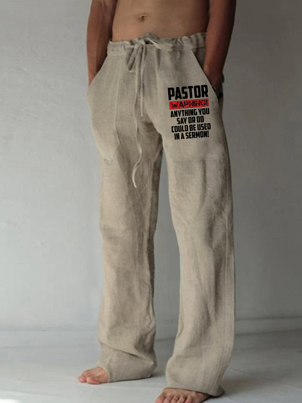 Men's Pastor Warning Anything You Say Or Do Could Be Used In A Sermon Christian Beach Pants
