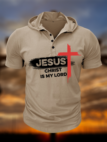 Jesus Christ Is My Lord Christian Hooded Henley T Shirt
