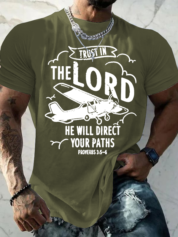 Trust In The Lord He Will Direct Your Paths Jesus God Christian Cotton T-Shirt
