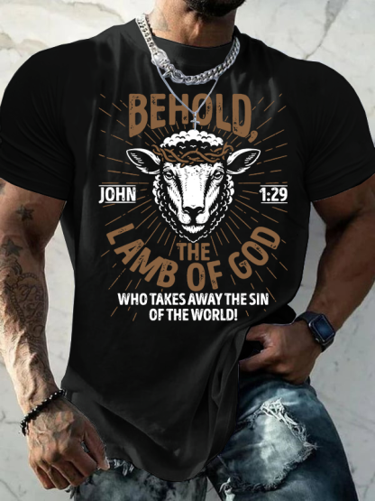 Behold The Lamb Of God - John 1:29 Jesus God Christian Cotton T-Shirt