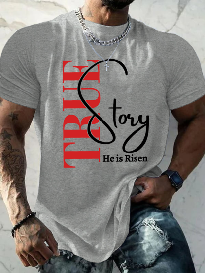 True Story He Is Risen Jesus God Christian Cotton T-Shirt