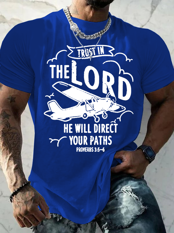 Trust In The Lord He Will Direct Your Paths Jesus God Christian Cotton T-Shirt