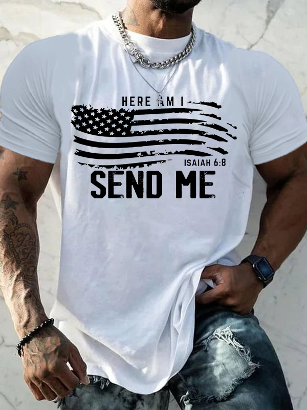 Here Am I Send Me Jesus God Christian Cotton T-Shirt