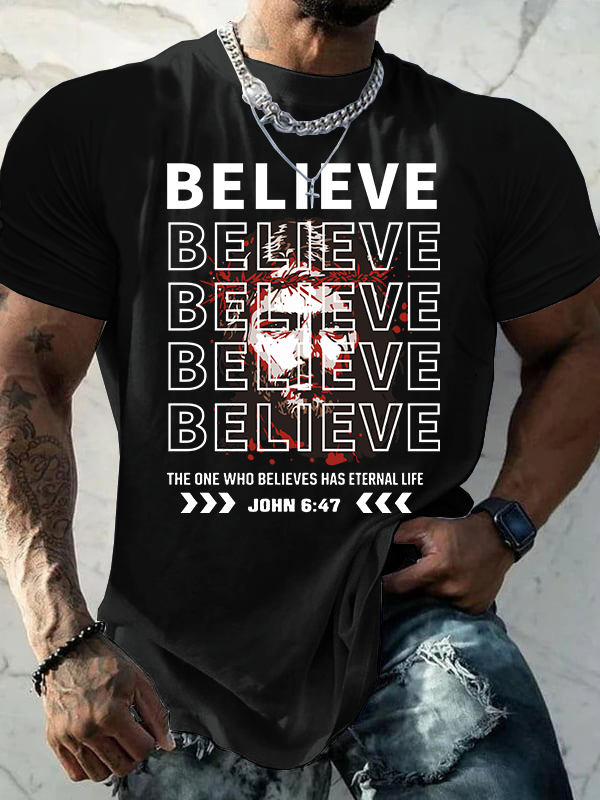 Man Of God Husband Dad Jesus God Christian Cotton T-Shirt