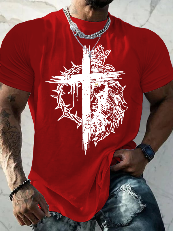 Lion of Judah Jesus God Christian Cotton T-Shirt