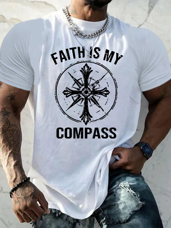Faith Is My Compass Jesus God Christian Cotton T-Shirt