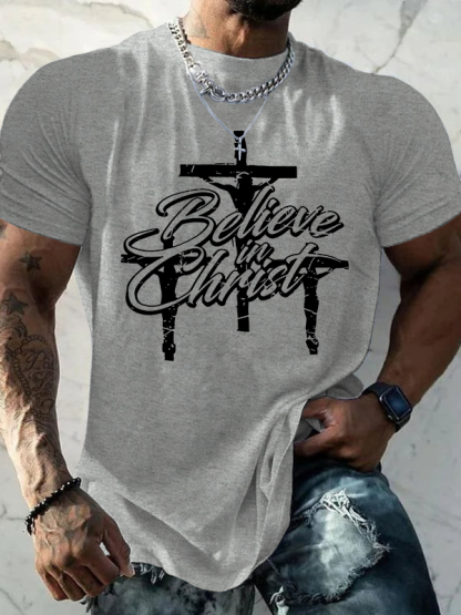 Believe In Christ Jesus God Christian Cotton T-Shirt
