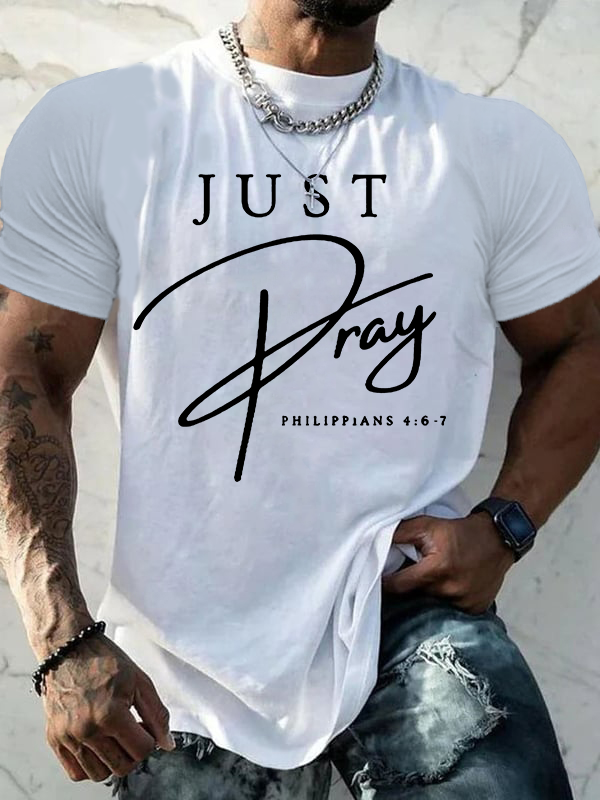 Just Pray Jesus God Christian Cotton T-Shirt