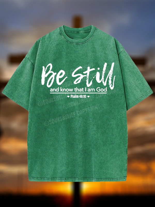 Psalm 46:10 Christian Washed T-Shirt