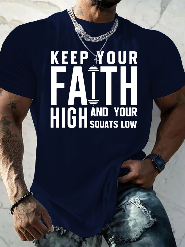 Keep Your Faith High Jesus God Christian Cotton T-Shirt