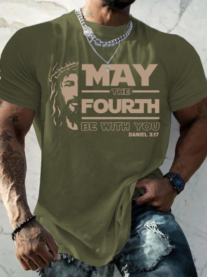 May The Fourth Be With You Jesus God Christian Cotton T-Shirt