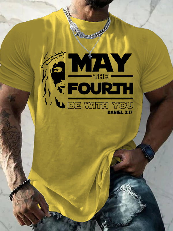 May The Fourth Be With You Jesus God Christian Cotton T-Shirt