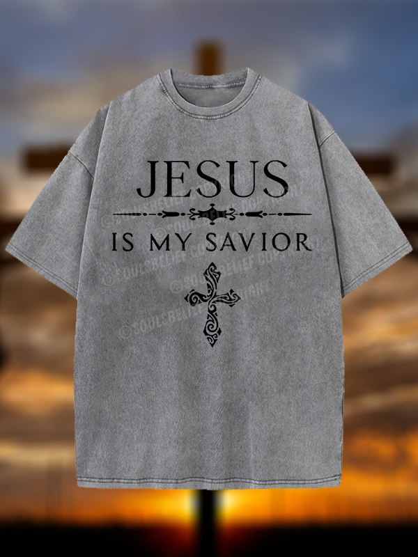 Jesus Is My Savior Christian Washed T-Shirt