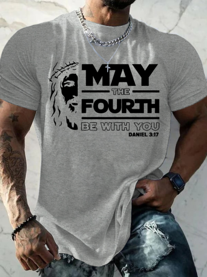 May The Fourth Be With You Jesus God Christian Cotton T-Shirt