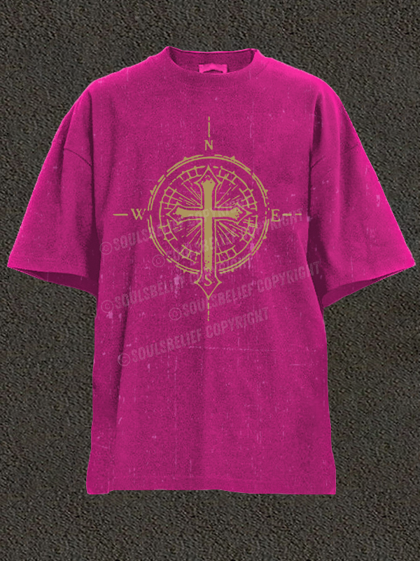 Cross Compass Christian Washed T-Shirt