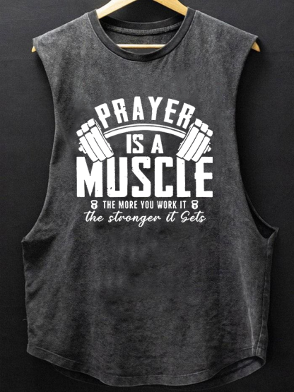 Prayer Is A Muscle Cross Christian Washed Tank