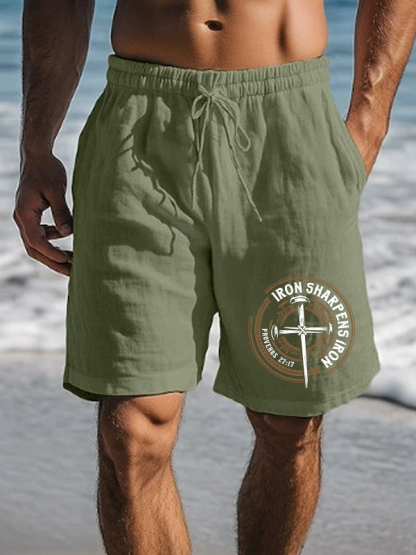 Iron Sharpens Iron - Proverbs 27:17 Christian Beach Shorts