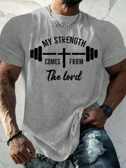 My Strength Comes from The Lord Jesus God Christian Cotton T-Shirt