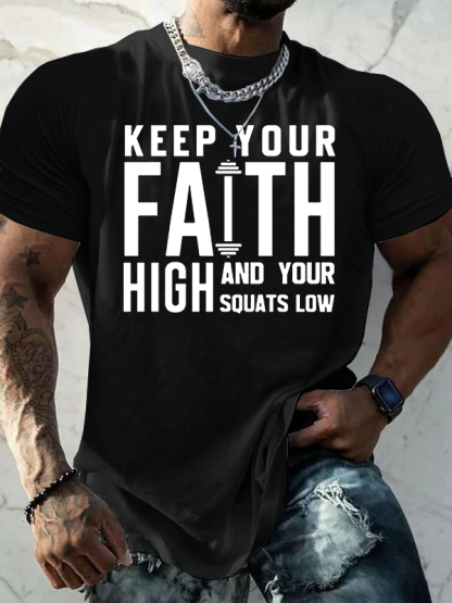 Keep Your Faith High Jesus God Christian Cotton T-Shirt