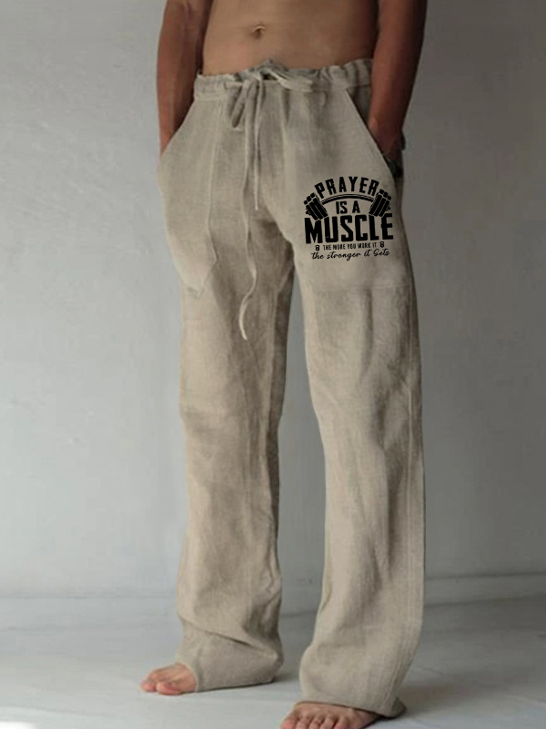 Prayer Is A Muscle Cross Christian Beach Pants