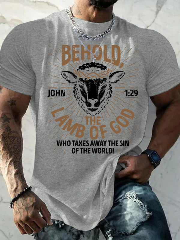 Behold The Lamb Of God - John 1:29 Jesus God Christian Cotton T-Shirt