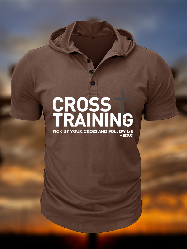 Cross Training Christian Hooded Henley T Shirt