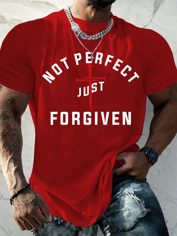 Not Perfect Just Forgiven Jesus God Christian Cotton T-Shirt