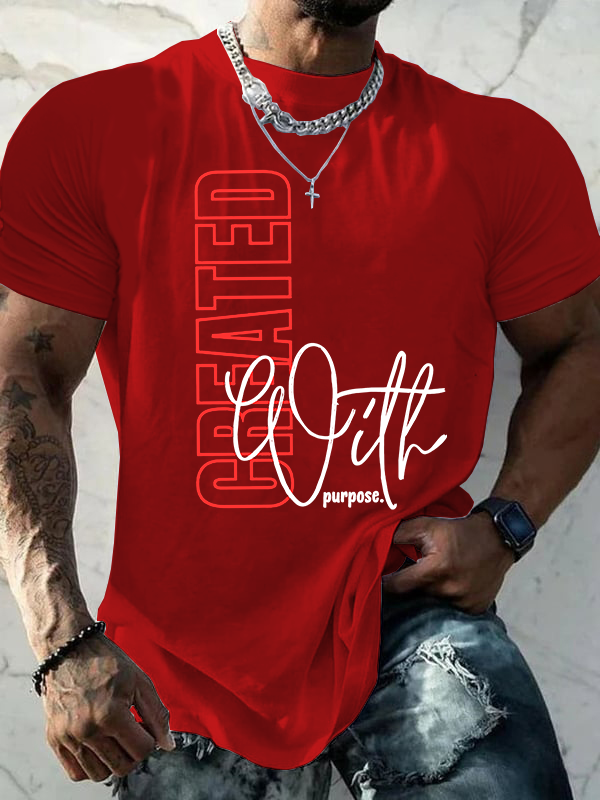 Created with Purpose Jesus God Christian Cotton T-Shirt