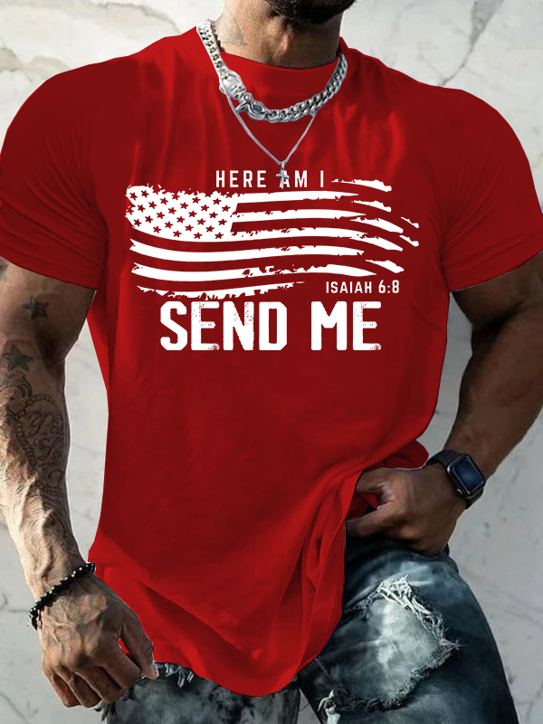 Here Am I Send Me Jesus God Christian Cotton T-Shirt