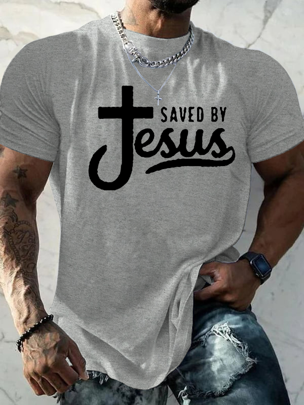 Saved By Jesus Jesus God Christian Cotton T-Shirt