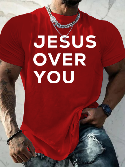 Jesus Over You Jesus God Christian Cotton T-Shirt