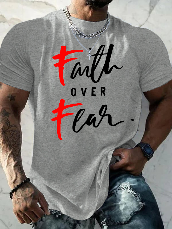 Faith Over Fear Cross Christian Cotton T-Shirt