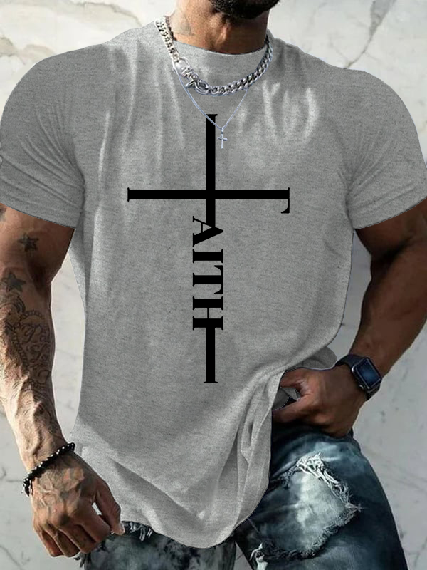 Faith Cross Jesus God Christian Cotton T-Shirt