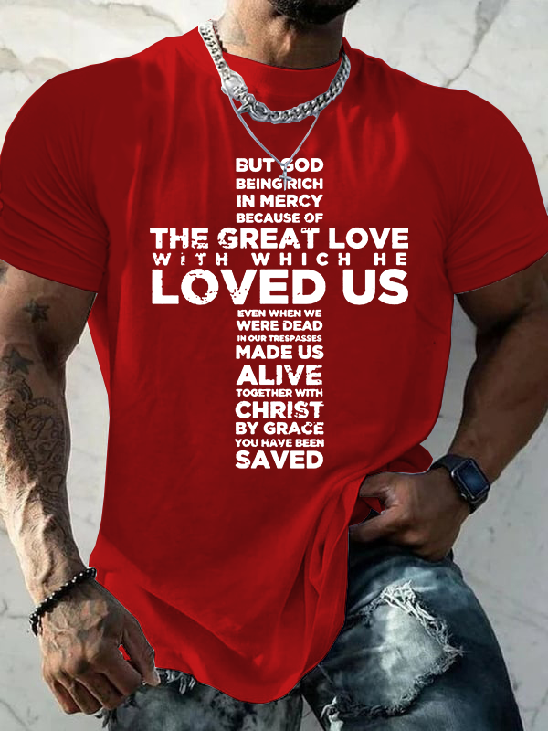 But God Being Rich In Mercy Jesus God Christian Cotton T-Shirt