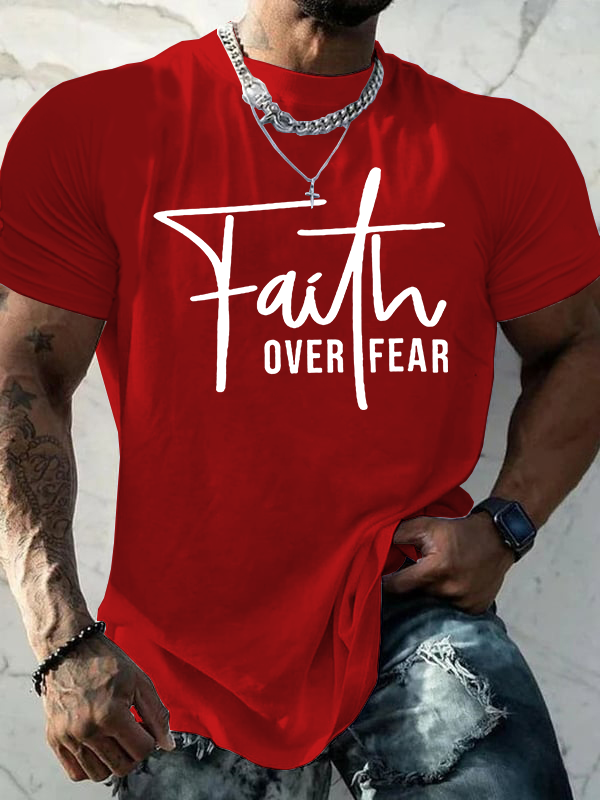 Faith Over Fear Cross Christian Cotton T-Shirt