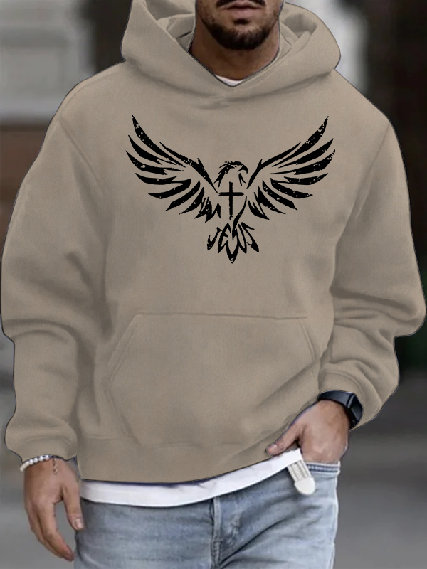 Wings Like Eagles Cross Christian Cotton Hoodie