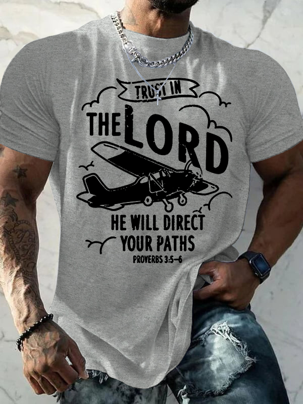 Trust In The Lord He Will Direct Your Paths Jesus God Christian Cotton T-Shirt
