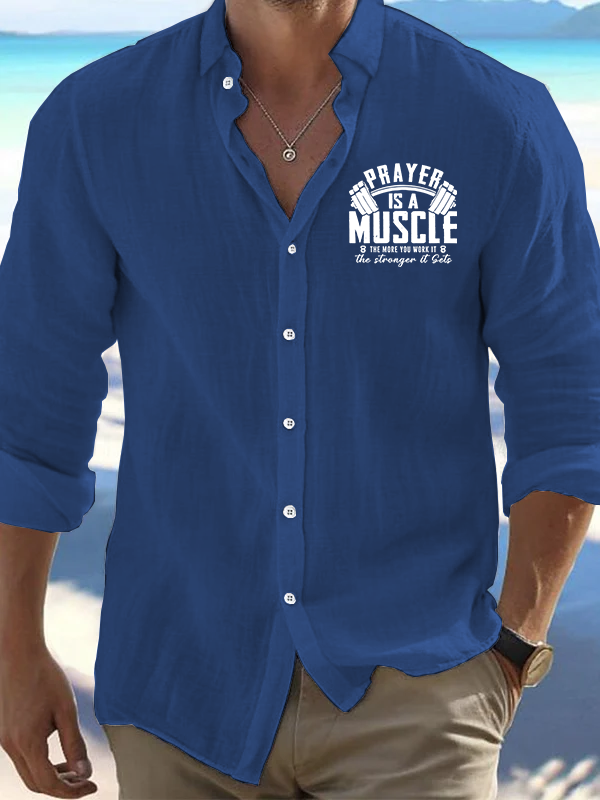 Prayer Is A Muscle Cross Christian Resort Casual Shirt
