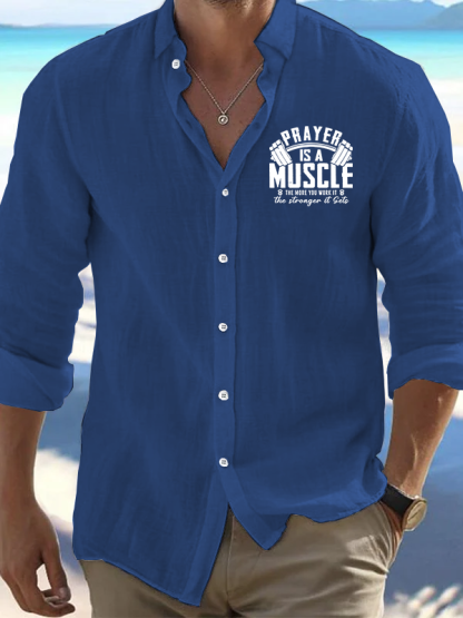 Prayer Is A Muscle Cross Christian Resort Casual Shirt