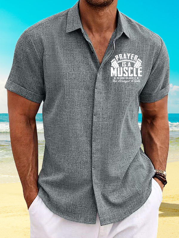 Prayer Is A Muscle Cross Jesus God Christian Short Sleeve Shirt