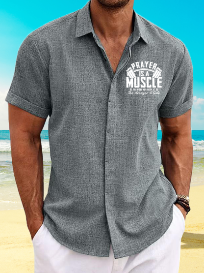 Prayer Is A Muscle Cross Jesus God Christian Short Sleeve Shirt