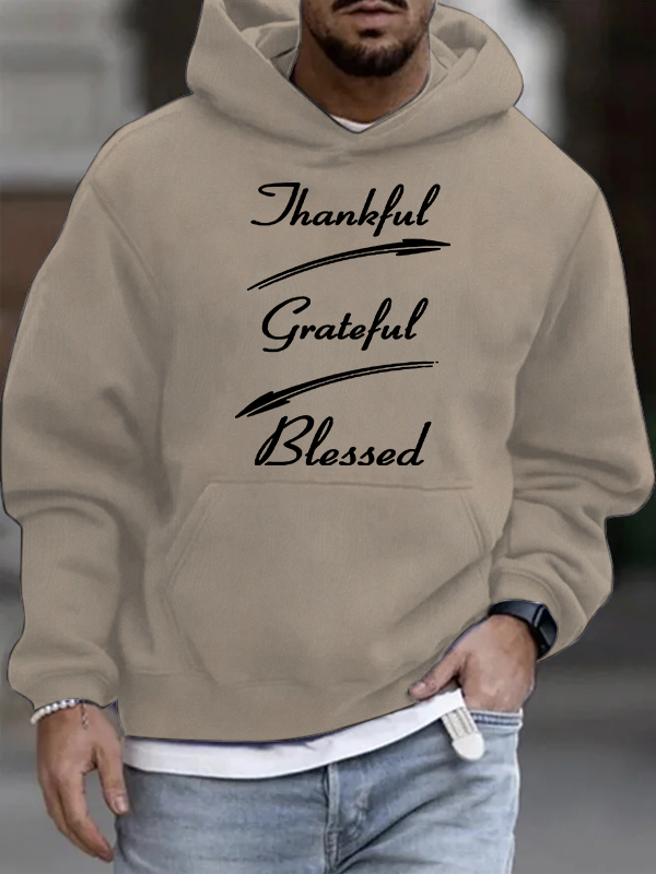 Thankful Grateful Blessed Christian Cotton Hoodie
