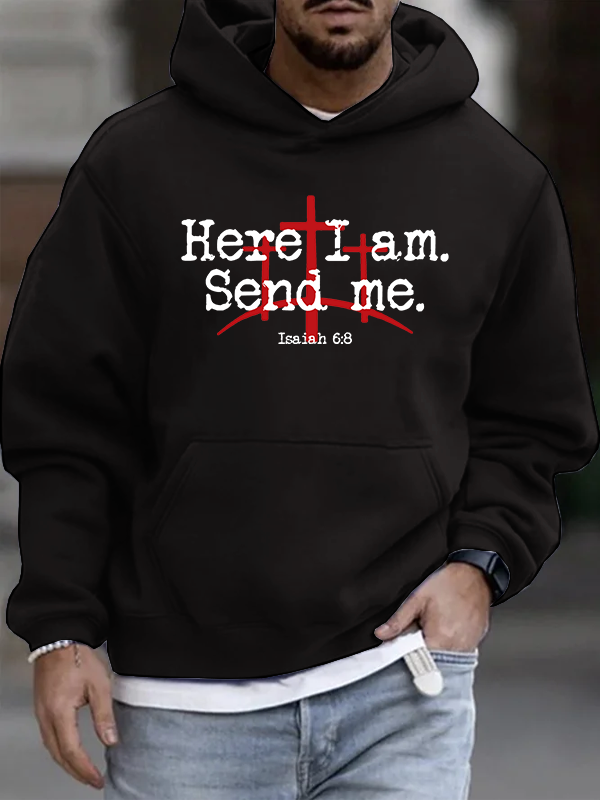 Here I Am Send Me - Bible Verse Isaiah 6:8 Christian Cotton Hoodie