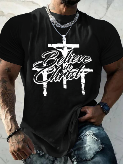 Believe In Christ Jesus God Christian Cotton T-Shirt