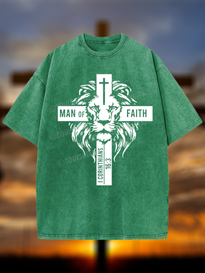Man of Faith Christian Washed T-Shirt