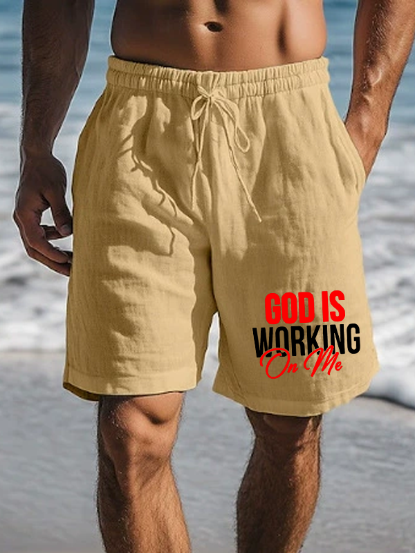 God Is Working On Me  Christian Beach Shorts