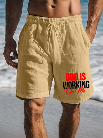 God Is Working On Me  Christian Beach Shorts