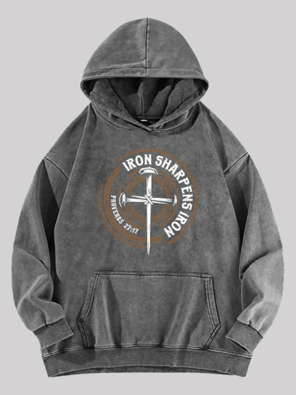 Iron Sharpens Iron - Proverbs 27:17 Washed Hoodie