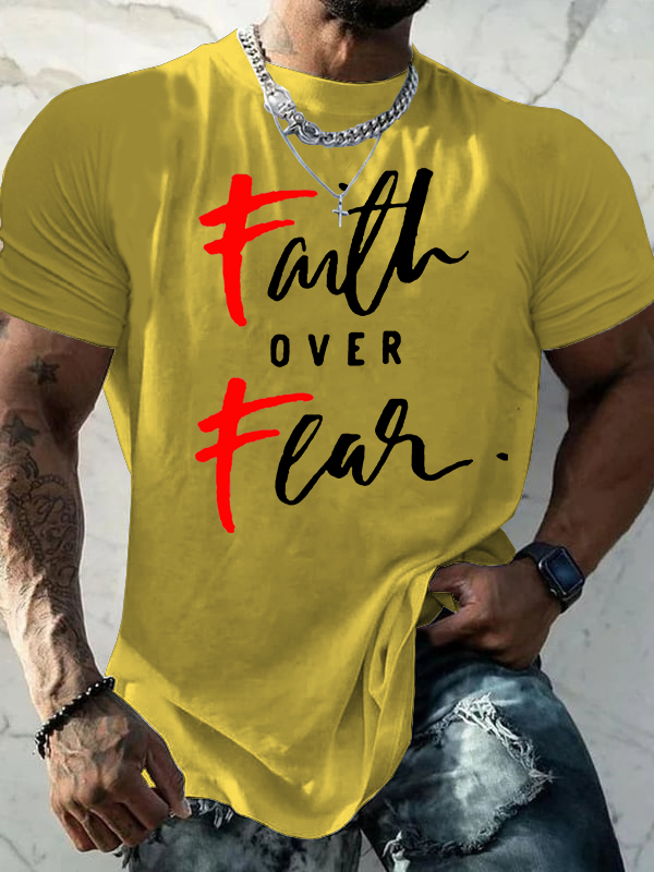 Faith Over Fear Cross Christian Cotton T-Shirt