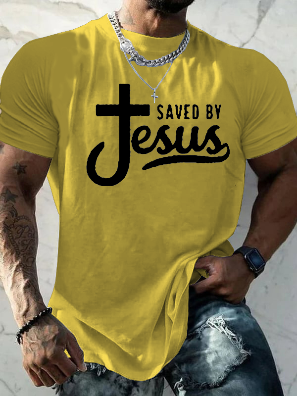 Saved By Jesus Jesus God Christian Cotton T-Shirt